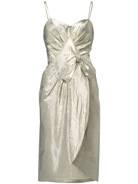 Bow-Detail Lurex Midi Dress