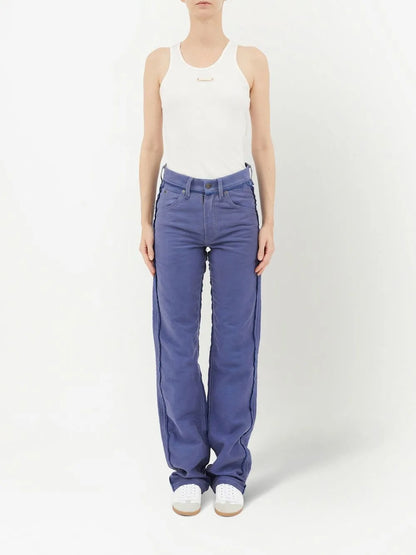 Distressed Straight-Leg Jeans