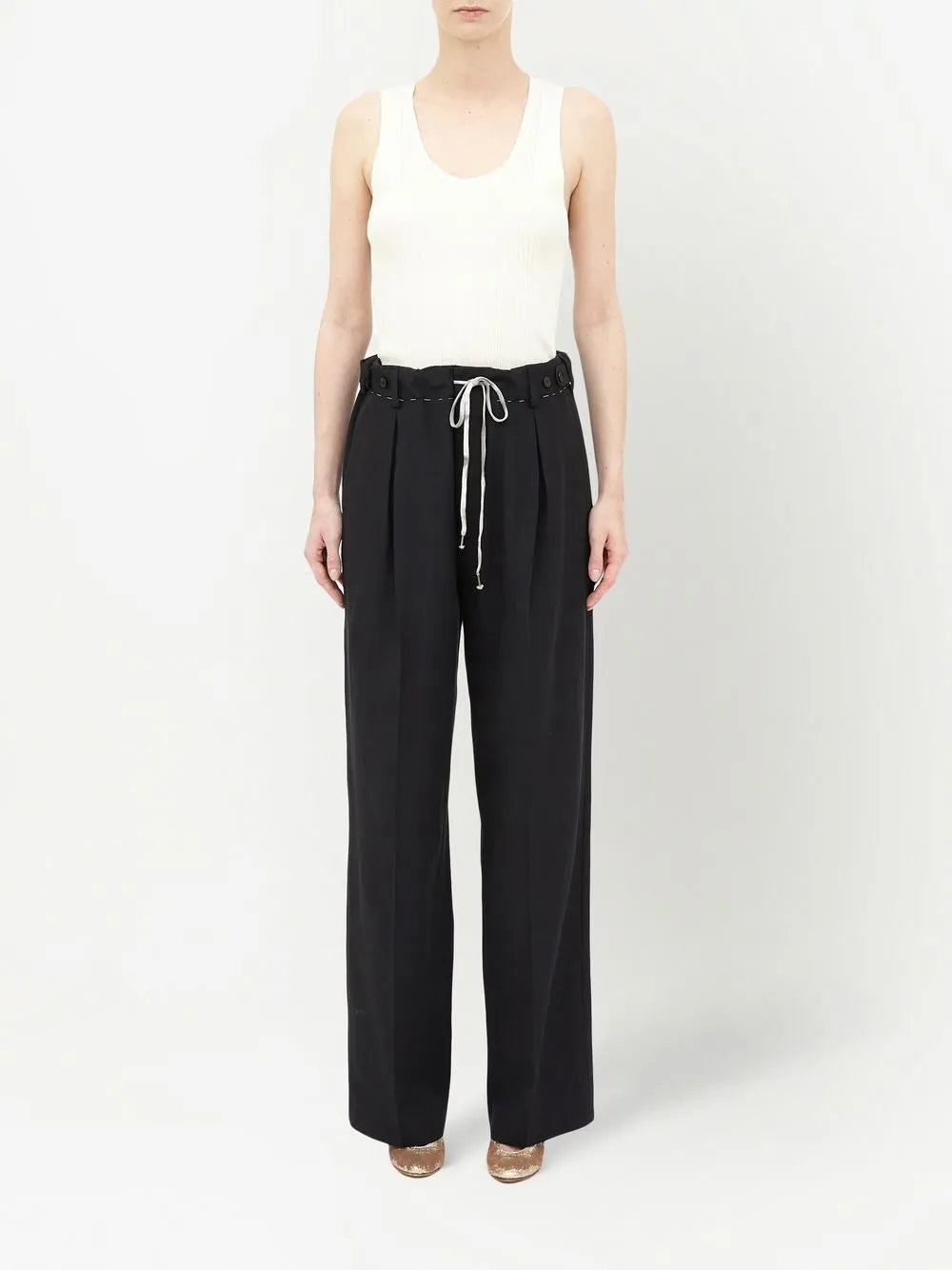 Moiré-Effect Straight-Leg Trousers