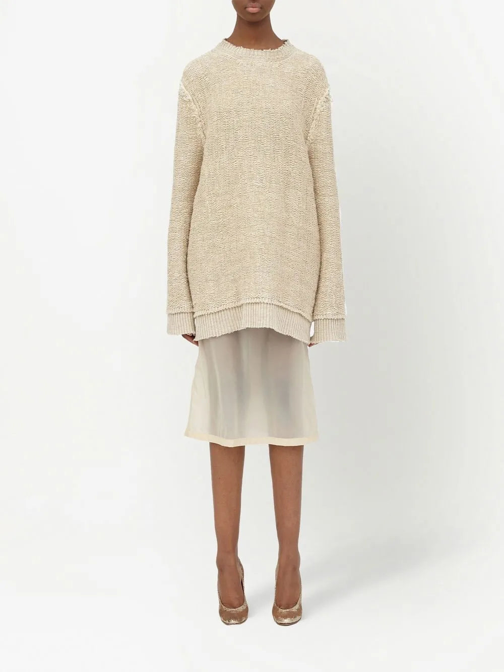 Woven-Knit Crew-Neck Jumper