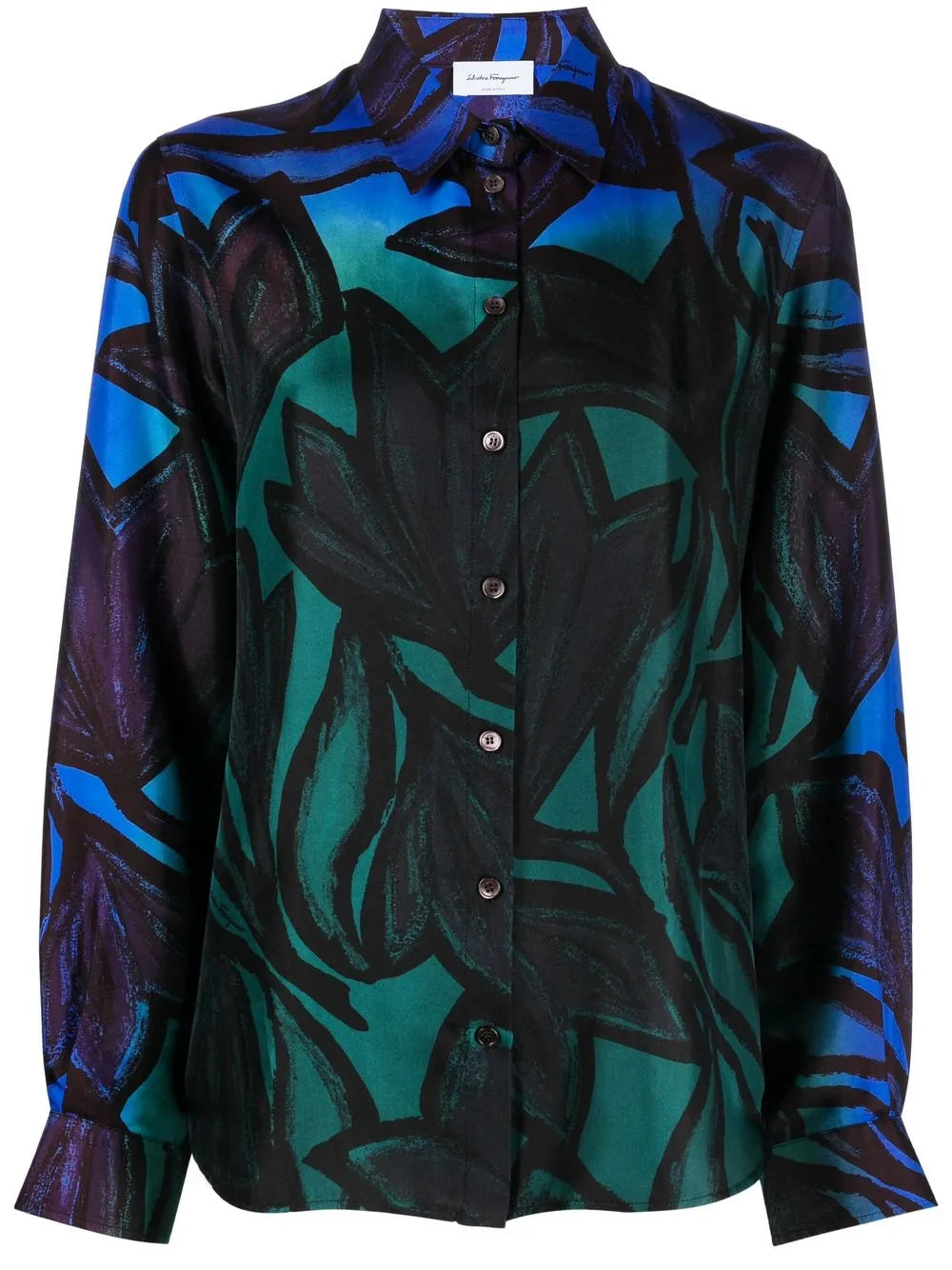 Graphic-Print Silk Shirt