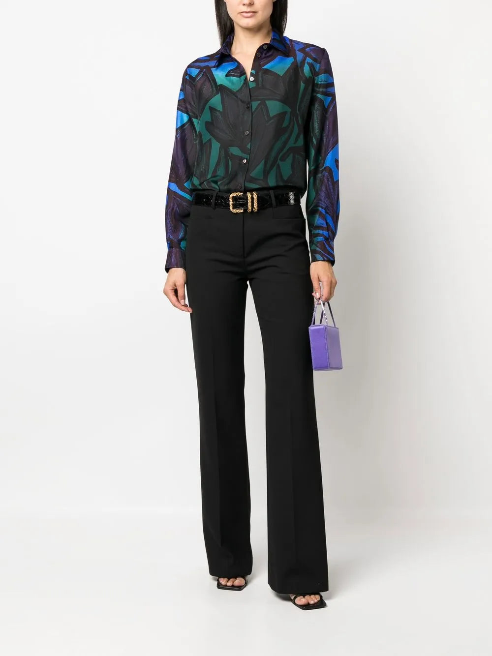 Graphic-Print Silk Shirt