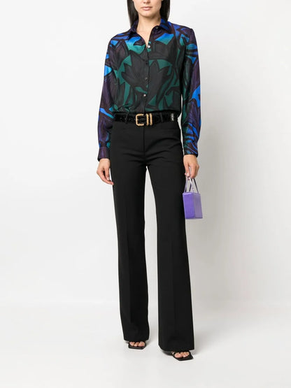 Graphic-Print Silk Shirt
