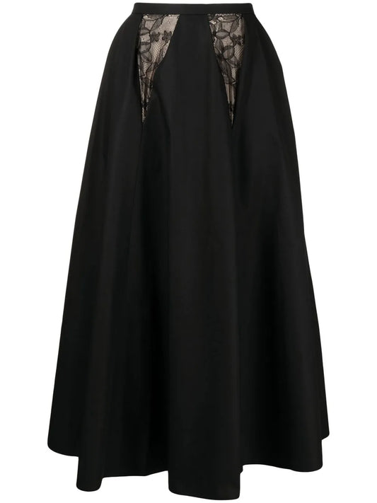 Lace-Detail High-Waist Skirt