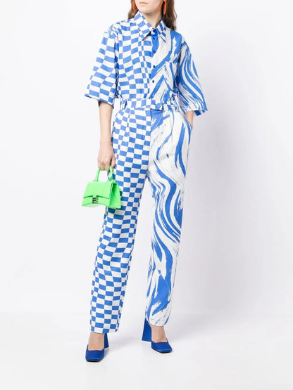 Mix-Print Oversized Shirt