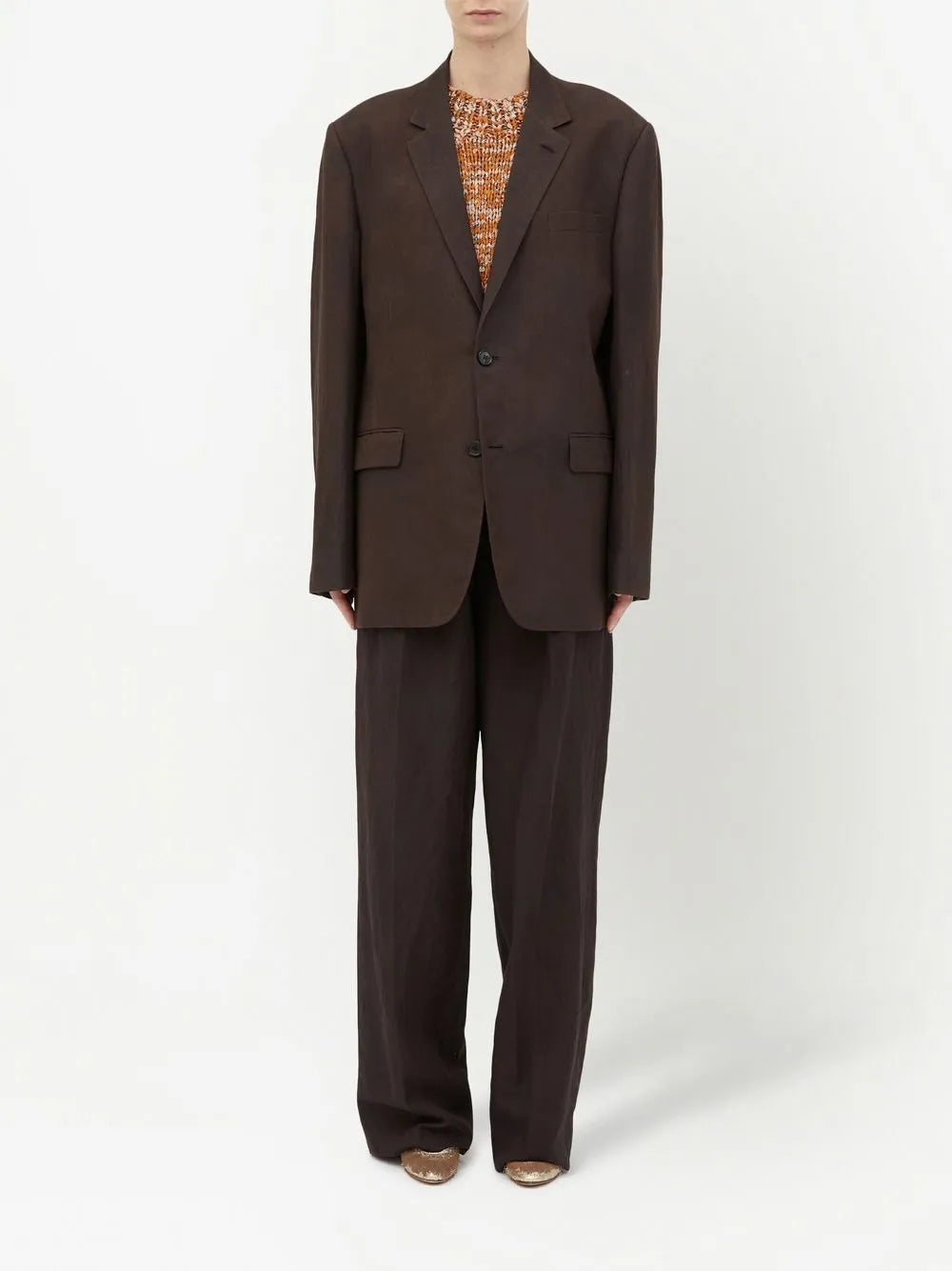 Single-Breasted Wool-Linen Blazer