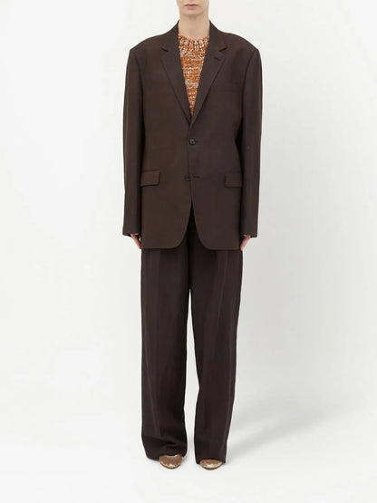 Single-Breasted Wool-Linen Blazer