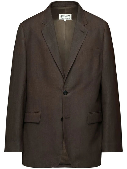 Single-Breasted Wool-Linen Blazer