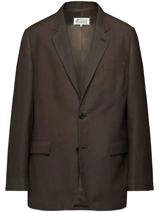 Single-Breasted Wool-Linen Blazer