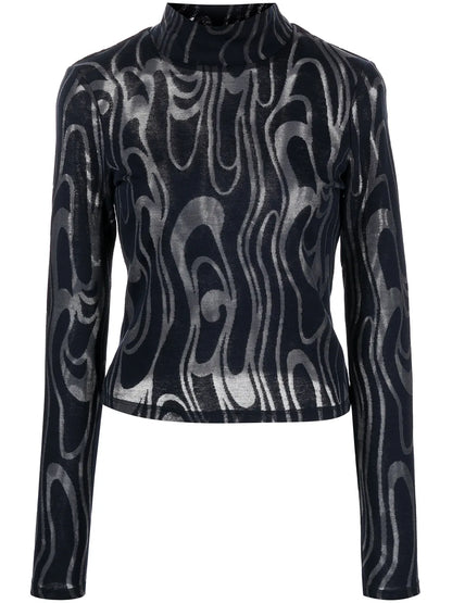 Shrunk Turtleneck Long-Sleeve Top
