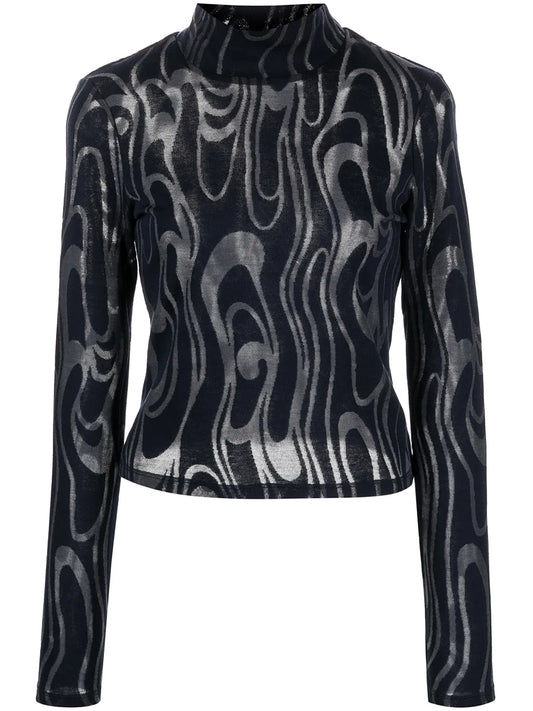 Shrunk Turtleneck Long-Sleeve Top