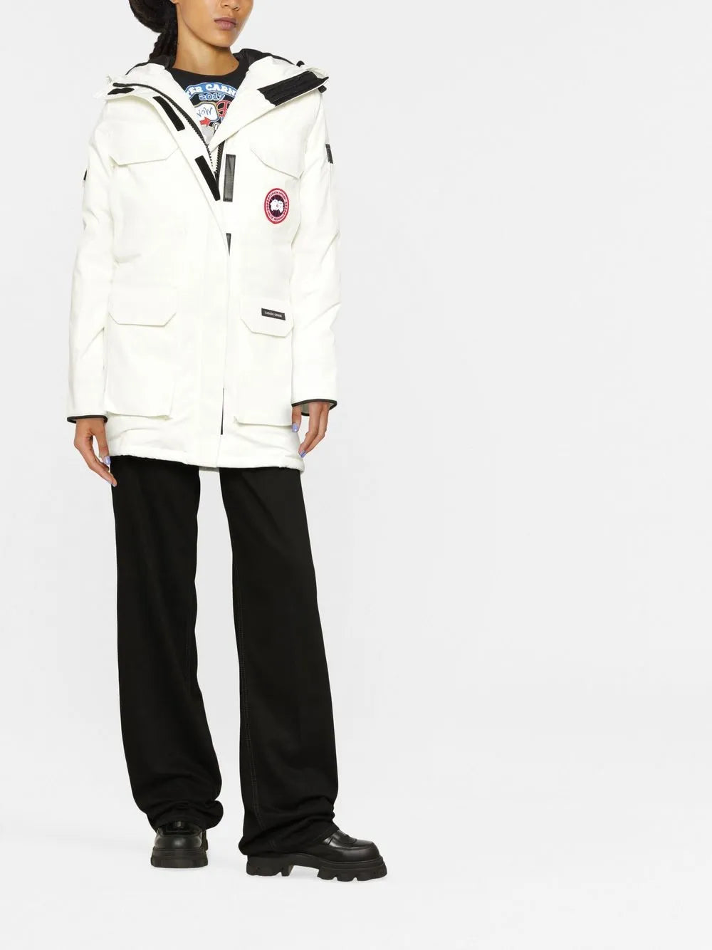 Logo-Patch Detail Padded Coat