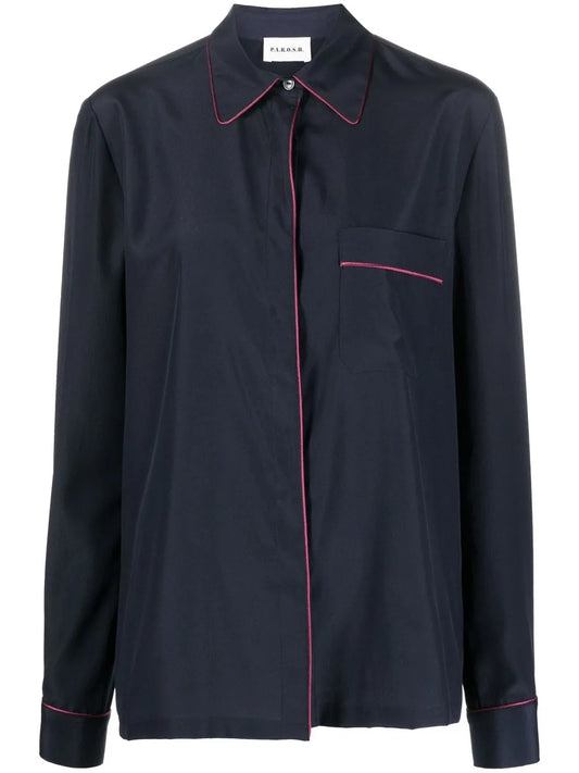 Seam-Detail Button-Up Shirt