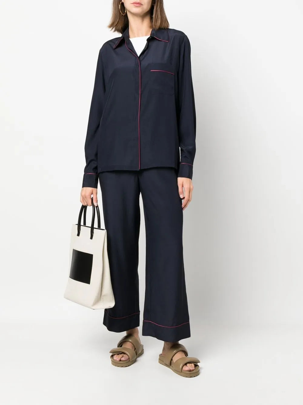 Seam-Detail Button-Up Shirt