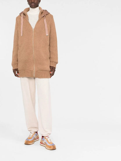 Padded-Panel Knitted Jacket
