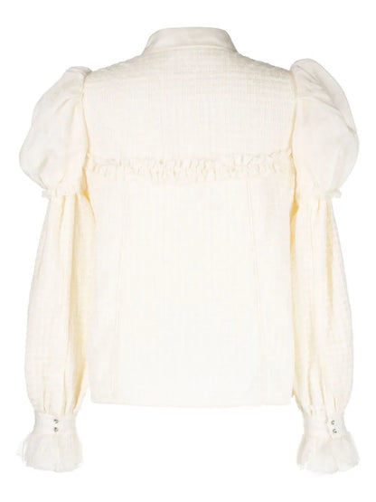 Textured Puff-Sleeve Blouse