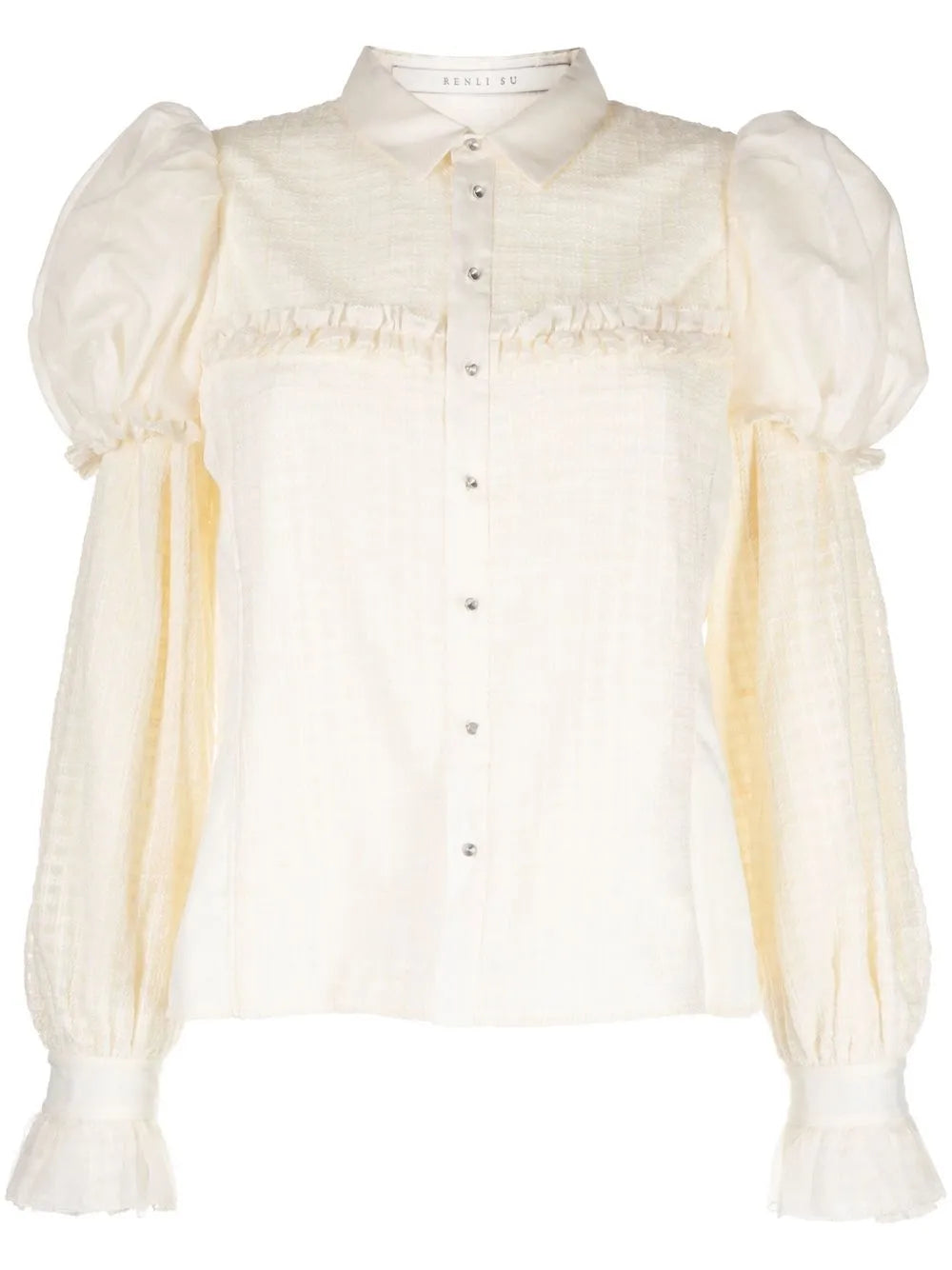 Textured Puff-Sleeve Blouse