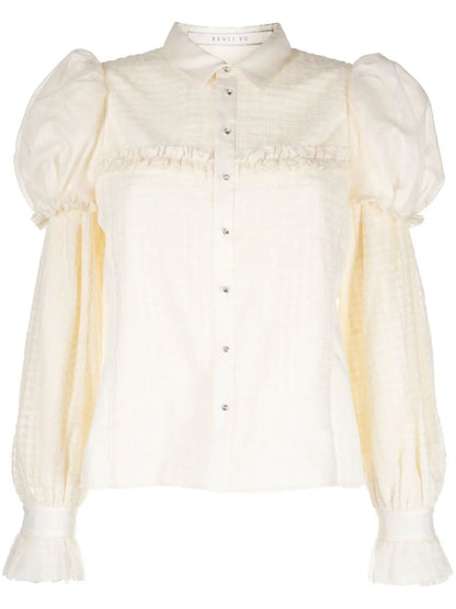 Textured Puff-Sleeve Blouse