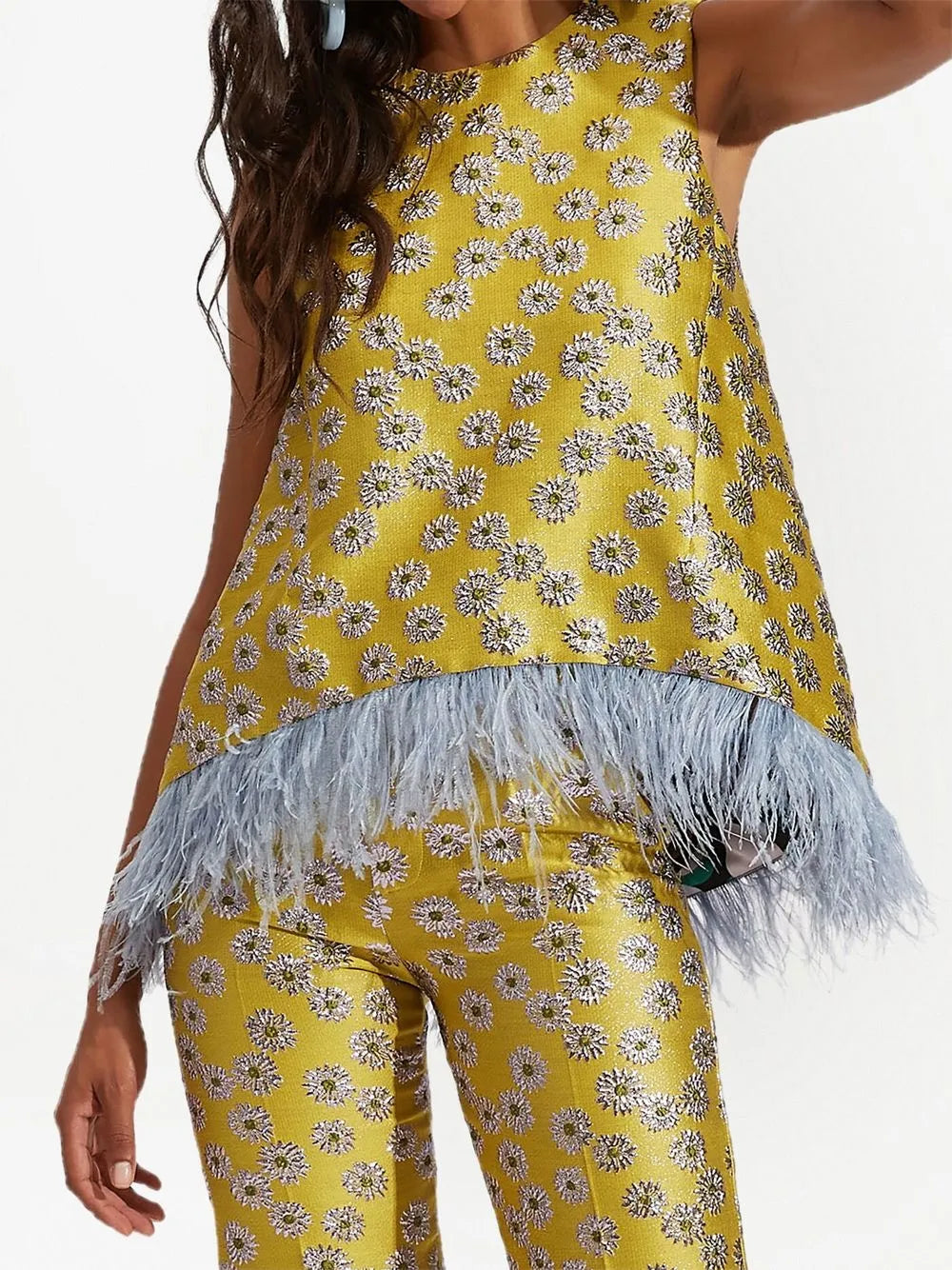 La Scala Feather-Trim Top