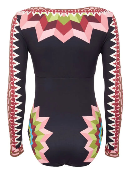 Sunset Geometric-Print One-Piece