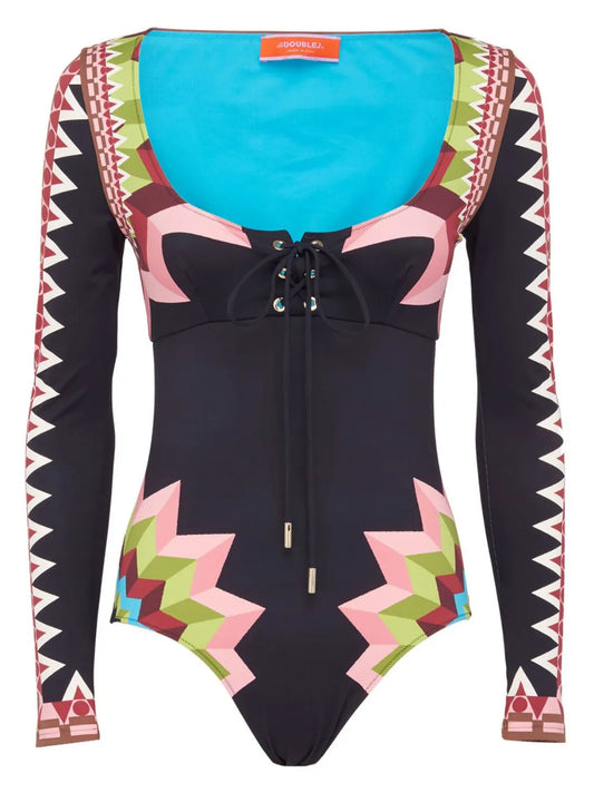 Sunset Geometric-Print One-Piece