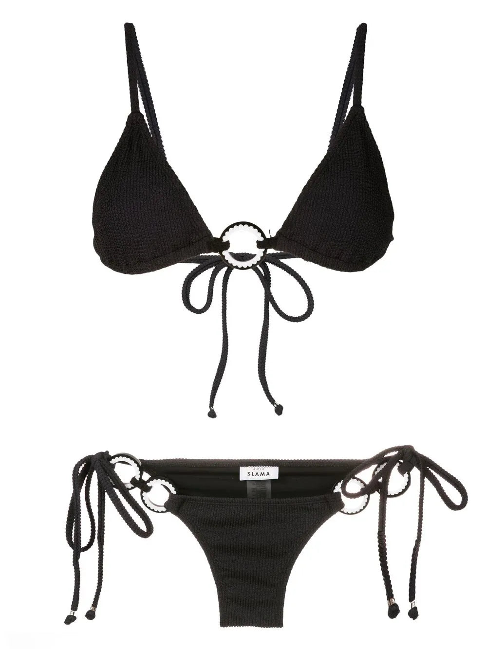 Ribbed-Detail Tie-Fastened Bikini