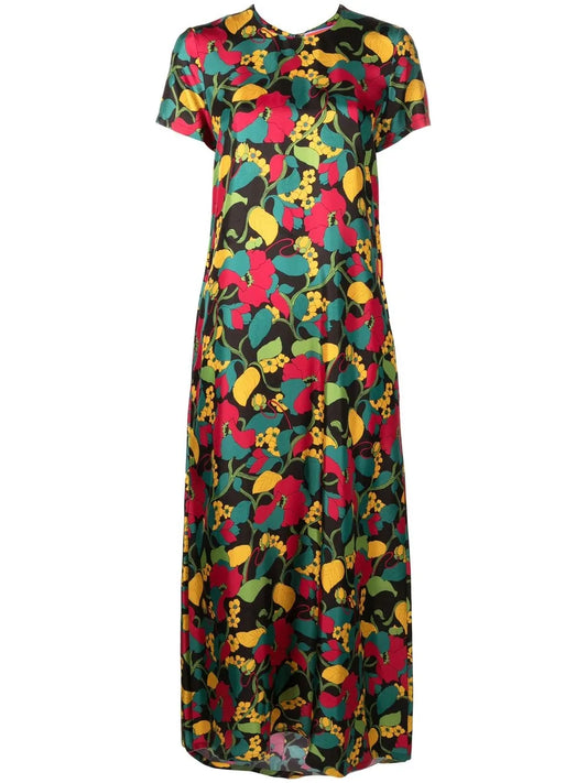 Swing Floral-Print Silk Midi Dress