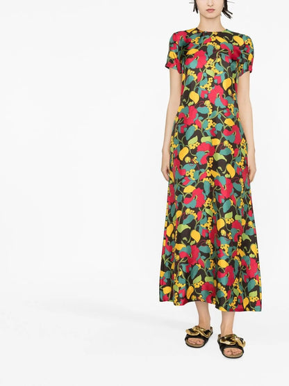 Swing Floral-Print Silk Midi Dress