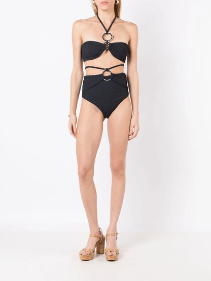 Ribbed-Detail Halterneck Bikini