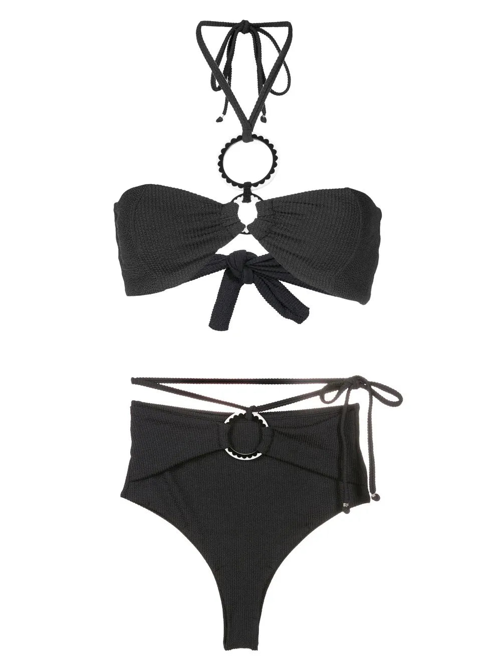 Ribbed-Detail Halterneck Bikini