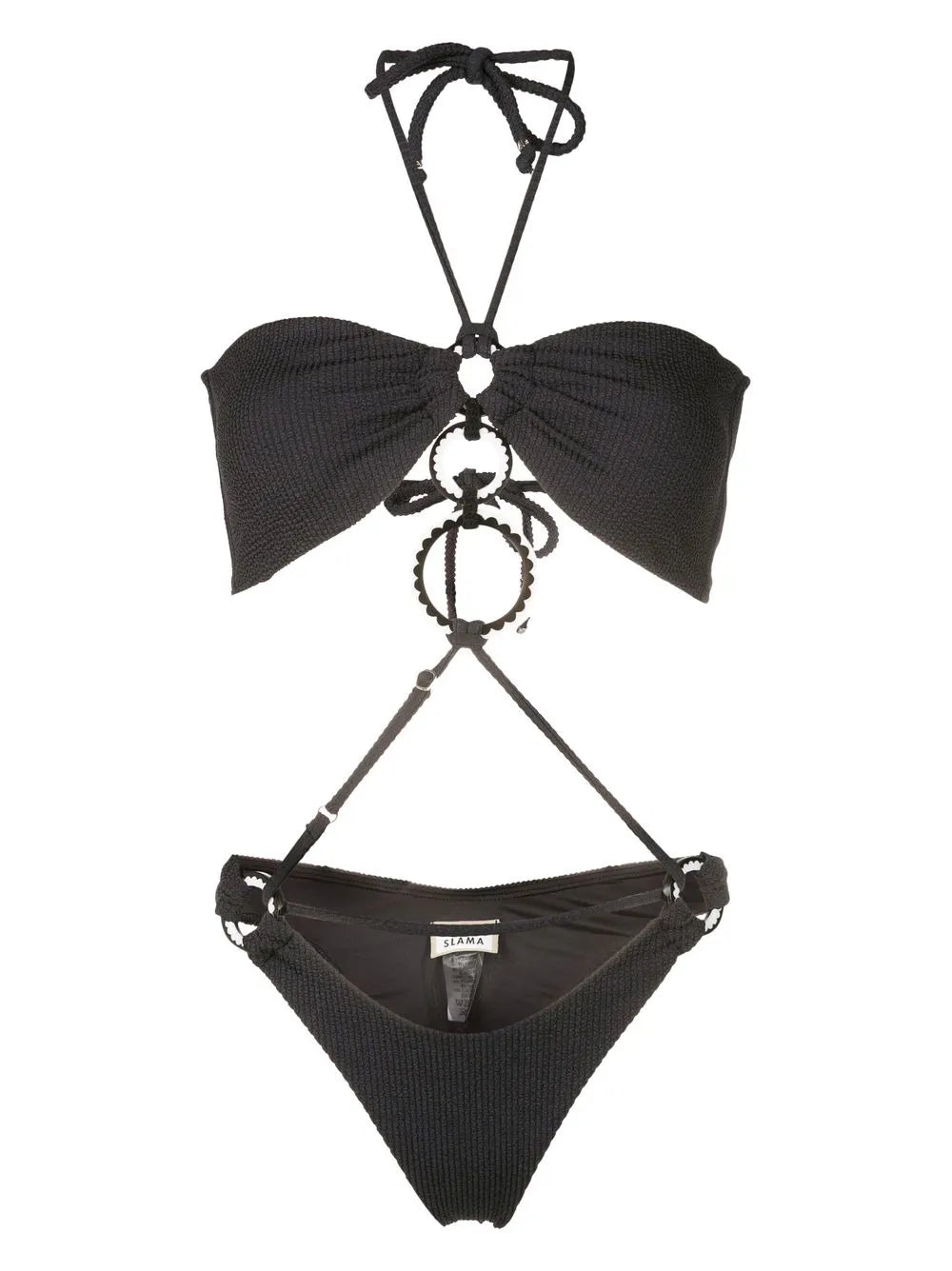 Ribbed-Detail Halterneck Swimsuit