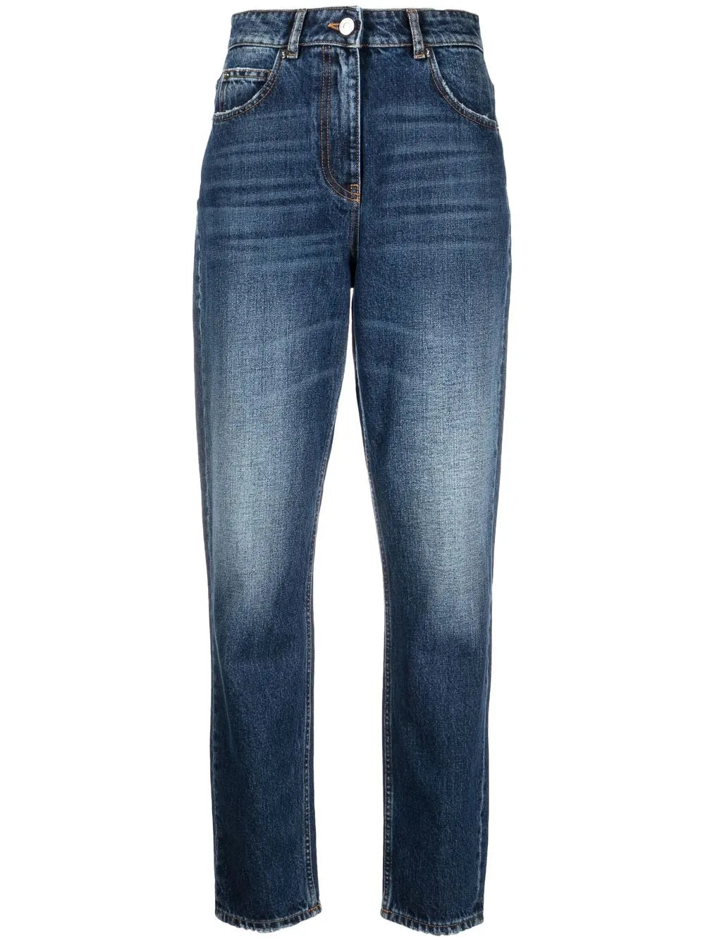 Light-Wash Fitted Jeans