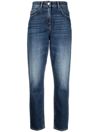 Light-Wash Fitted Jeans
