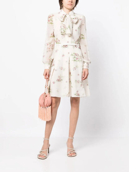 Floral-Print Silk Dress