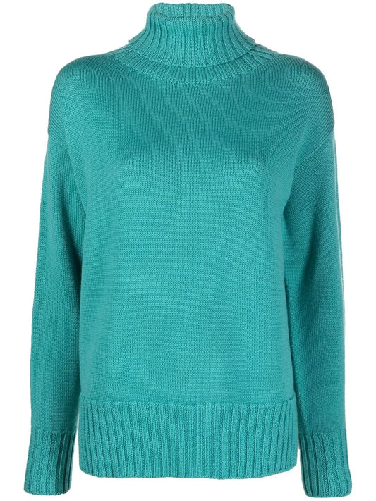 Ribbed-Trim Roll-Neck Jumper