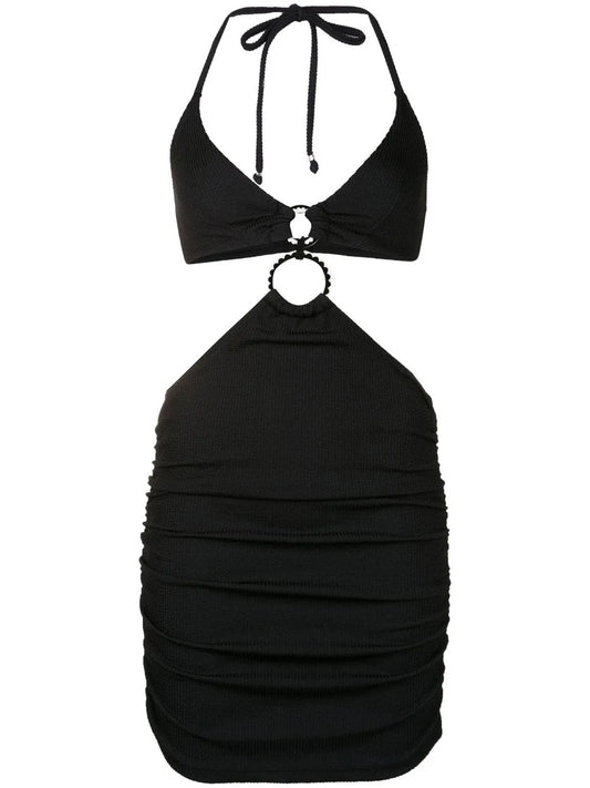 Ribbed-Detail Halterneck Dress
