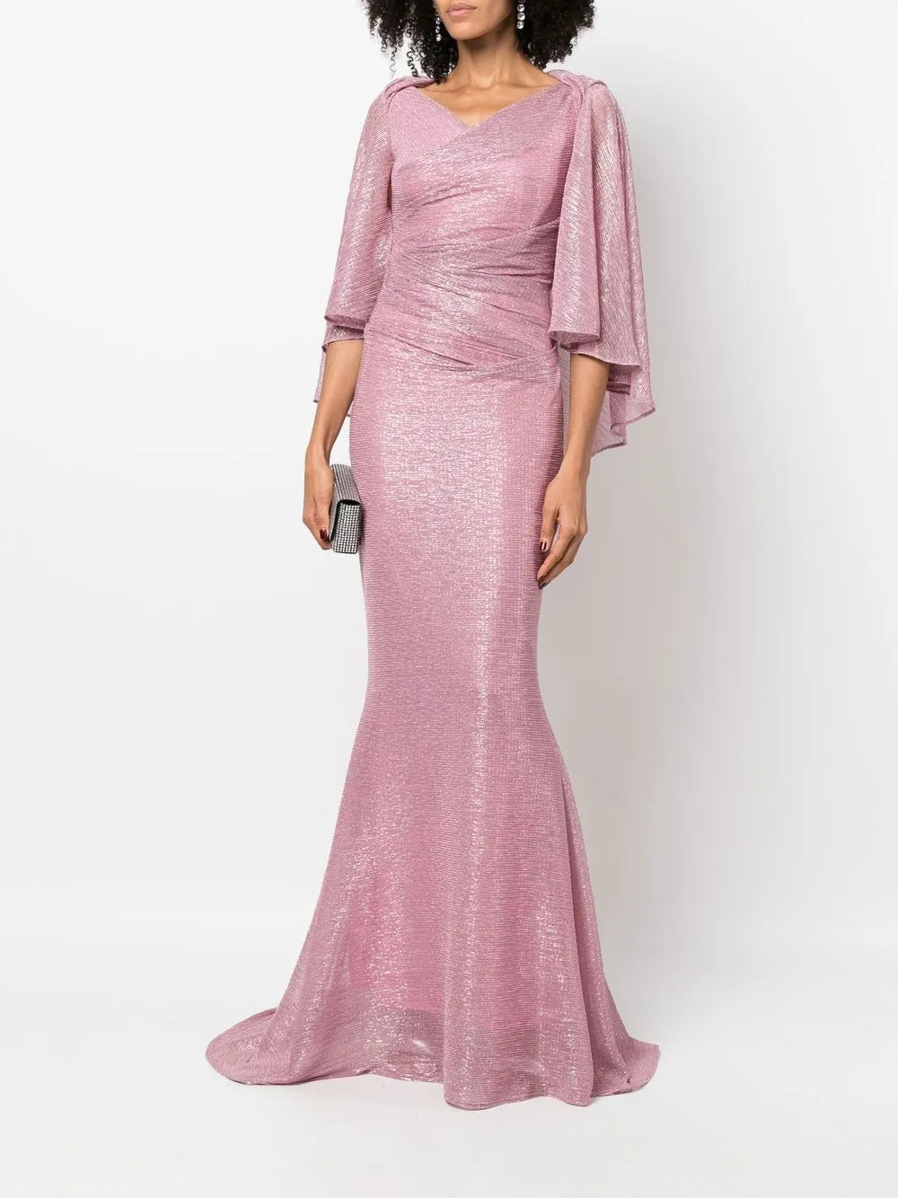 Doris Metallic-Voile Gown