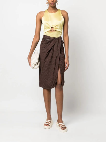 Cut-Out Sleeveless Satin Top