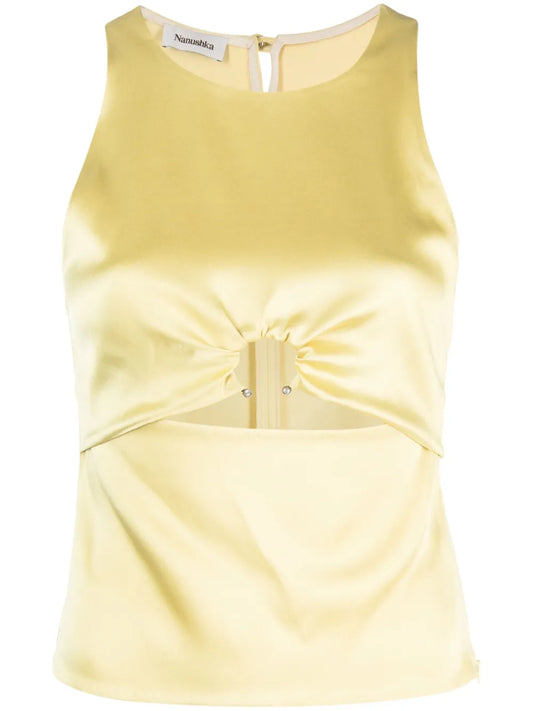 Cut-Out Sleeveless Satin Top