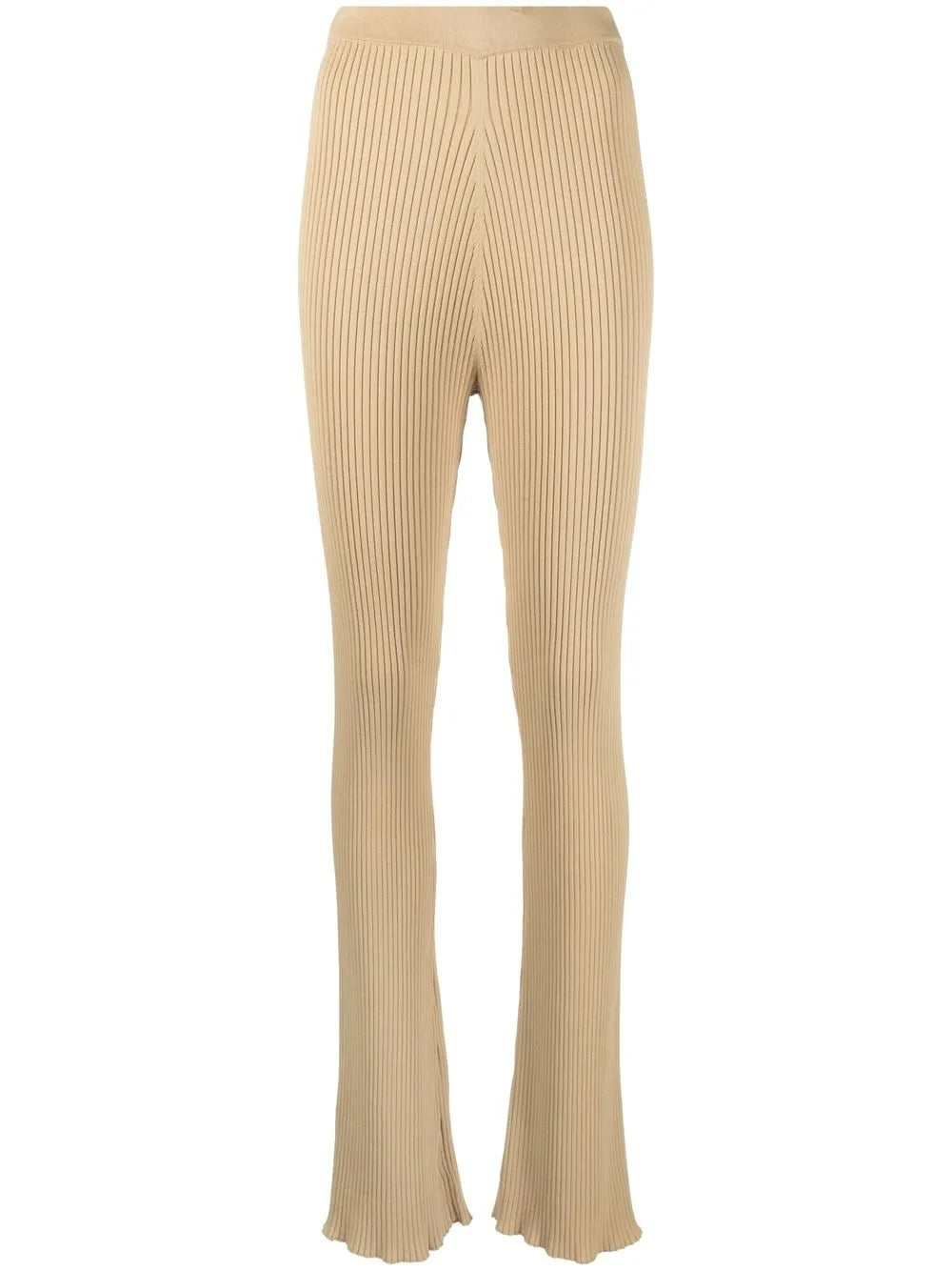 Ribbed-Knit Flared Trousers