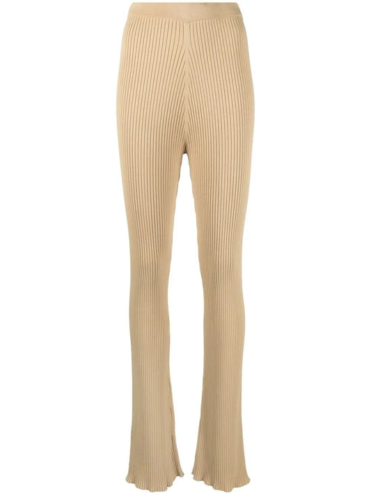 Ribbed-Knit Flared Trousers