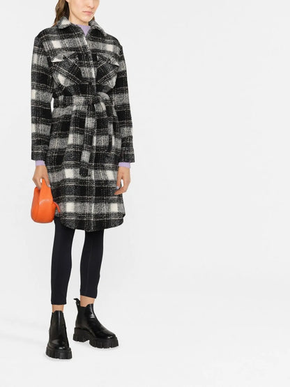 Checked Wool-Blend Shirt Coat