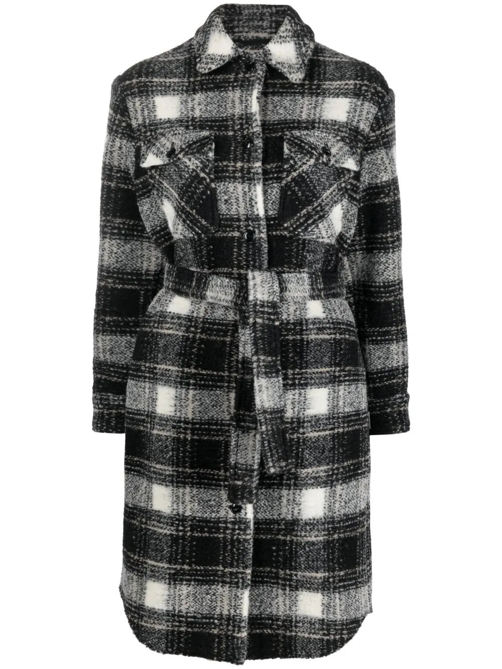 Checked Wool-Blend Shirt Coat