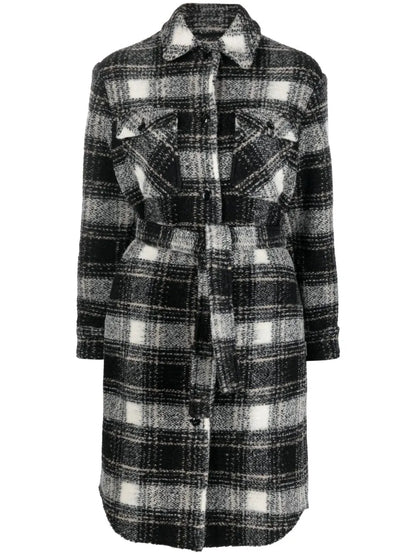 Checked Wool-Blend Shirt Coat