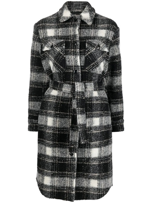 Checked Wool-Blend Shirt Coat