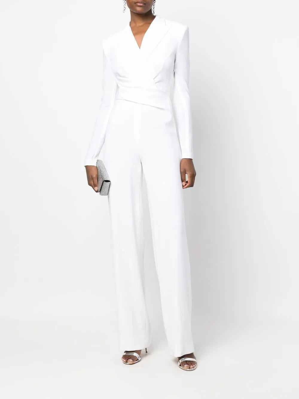 Long-Sleeve Wrap-Design Jumpsuit
