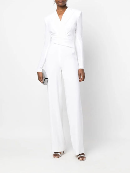 Long-Sleeve Wrap-Design Jumpsuit