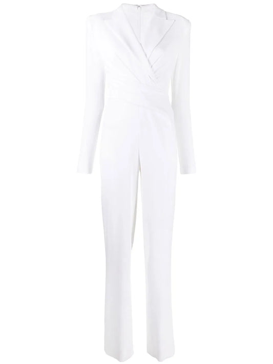 Long-Sleeve Wrap-Design Jumpsuit