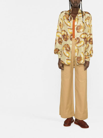 Seashell-Print Silk Shirt