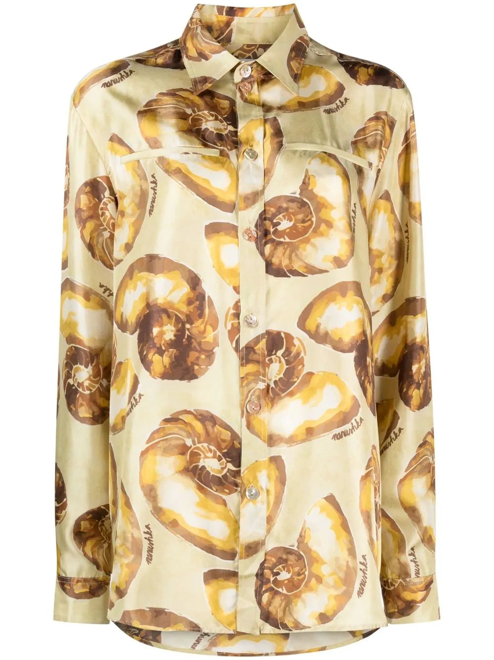 Seashell-Print Silk Shirt